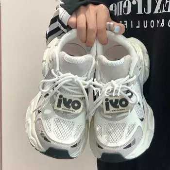 High-value Dad Shoes Women s Versatile New Spring and Autumn Thick-soled Lightweight Casual Sports Little White Shoes Single Shoes 35 чёрный