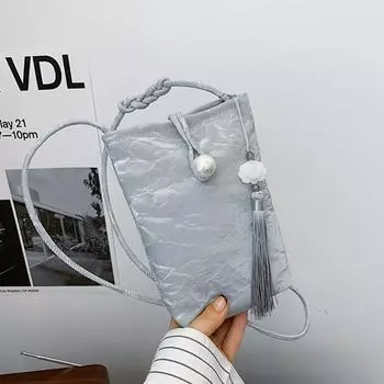 High-Value Key Bag, Simple, Fashionable, Small And Light In Summer, Small Square Bag For Walking, Messenger Mobile Phone Bag. бежевый