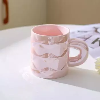 High Value Light Luxury Mug Home Office Cup Best Friend Souvenir Ceramic Pearlescent Cup Student Water Cup 301-400ml