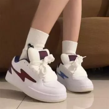 High value lightning letter bread couple niche retro casual heightening skateboard shoes original design mandarin duck shoes tide 35