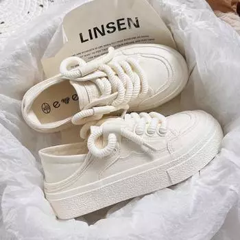 High-value little white shoes for women s 2024 autumn new canvas shoes, breathable shoes with skirts, half-drag and one-pedal women s shoes 35 коричневый