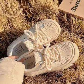 High-value little white shoes women s 2024 new popular thick-soled summer and autumn shell head wear-resistant casual sports shoes board shoes women 35