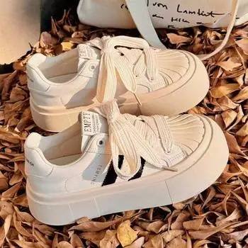 High-value little white shoes women s shell head original niche 2024 new fashion women s versatile platform sports board shoes women 35