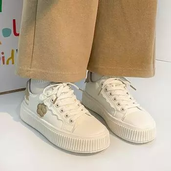 High-value popular Korean version of little white shoes women s 2024 spring and autumn new Internet celebrity breathable and versatile, heightenin 35 бежевый