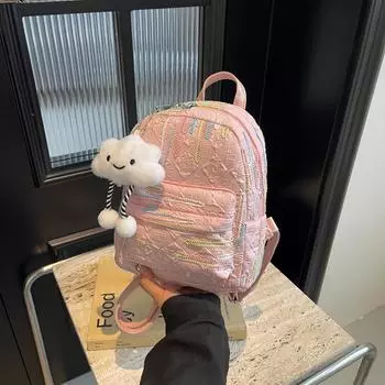 High-value soft girl girl backpack, love school bag, mini bag, female college student spring outing backpack чёрный