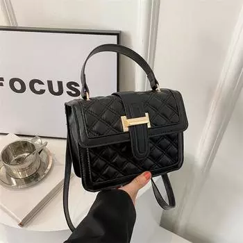 Высококачественная текстура Нишевая сумка-квадрат с бриллиантами Летняя мода Темперамент Сумка-мессенджер Сумка на плечо коричневый