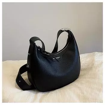 High-value underarm bag women s new fashion trend simple shoulder bag versatile saddle bag zipper чёрный