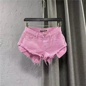 High Waist Fashion Sexy Style Summer Wear New Denim Shorts 886 pink [high quality In Stock]] XL