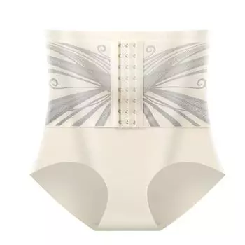 High Waist Postpartum Body Shaper Buckle Butt Lifting Briefs Soft Slimming Shaping Panties Female XL белый