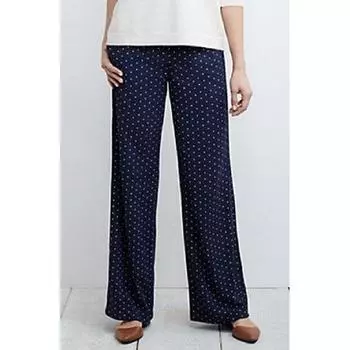 High Waist Wide Leg Chubby Girl Spring Summer Slimming Fashion Casual Pants Dark blue white wave point L