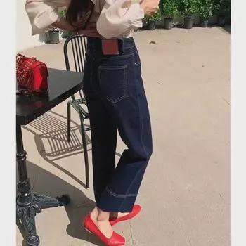 High Waist Wide-Leg Denim Pants - Summer Style, Slim Fit, Non-Fading, Petite Length Small джинсовый синий