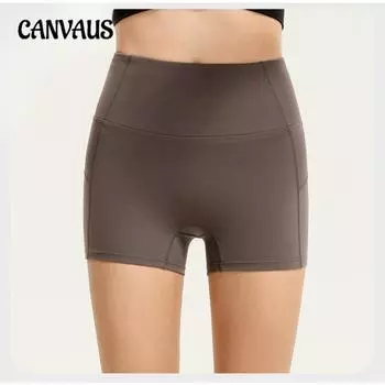 Спортивные шорты с высокой талией и подъемом бедер, обтягивающие эластичные брюки для йоги, фитнеса, бега, летние брюки S чёрный