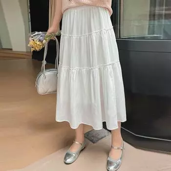 High-waisted Slimming A-line Skirt Spring and Summer Puffy Skirt Ballet Cake Skirt XL чёрный