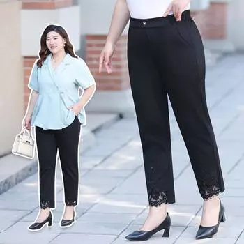 High-waisted Slimming Plus-size Women s Casual Pants for Spring and Summer XL чёрный