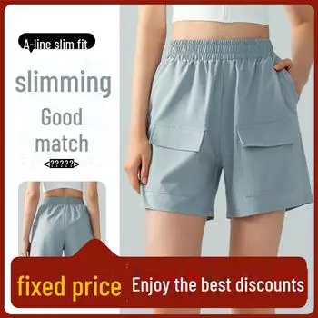 High-waisted Women s European and American Wide-Leg Sports Shorts for Running and Fitness M малиновый/красный