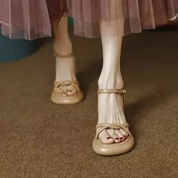 Высокие водонепроницаемые босоножки с открытым носком и толстой подошвой, универсальные женские туфли на толстом каблуке, модная универсальная обувь 2024 года 35