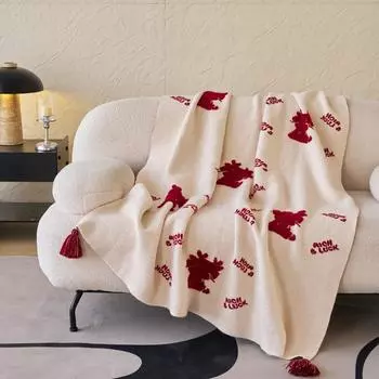 High Weight Integrated Knitted Towel Embroidered Skin-Friendly Blanket Four Seasons Blanket 130x170cm 1.65kg