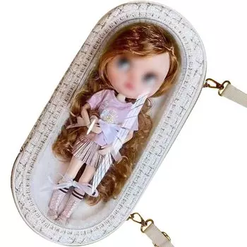 HIGHAWK Кукла Размер BJD Кукла Blythe Выходная Сумка Для Куклы Выхода Прозрачная Игрушка Пылезащитный Чехол Коробка Чехол Космическая Капсула Плечо 1/6 (Бежевый/Ткань