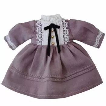HIGHAWK OB11 Western Clothes Obitsu 11 Clothes ob11 BJD One Piece Dress Bow Color Toy Doll 11cm Cute Skirt Doll Retro Doll Outfit (фиолетовый)