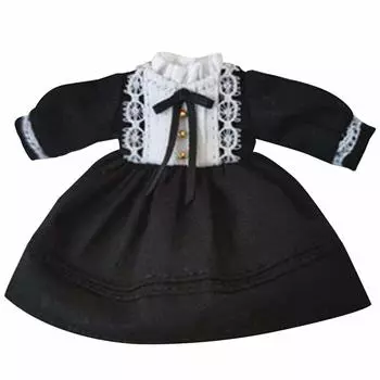 HIGHAWK OB11 Western Clothes Obitsu 11 Clothes ob11 BJD One Piece Dress Bow Color Toy Doll 11cm Cute Skirt Doll Retro Doll Outfit (черный)