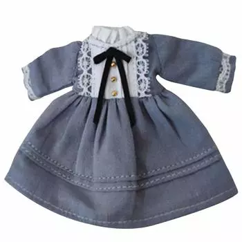 HIGHAWK OB11 Western Clothes Obitsu 11 Clothes ob11 BJD One Piece Dress Bow Color Toy Doll 11cm Cute Skirt Doll Retro Doll Outfit (синий)