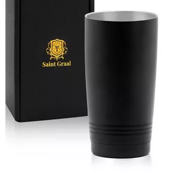 Highball Glass Mug Tumbler Vacuum Insulated Birthday Present Beer Gift 600ml [SaintGraal] Father s Men s (Black)