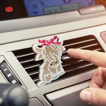 Highland Cow Car Vent Clip Освежитель воздуха Милый Автомобильный Ароматизатор Деревянный