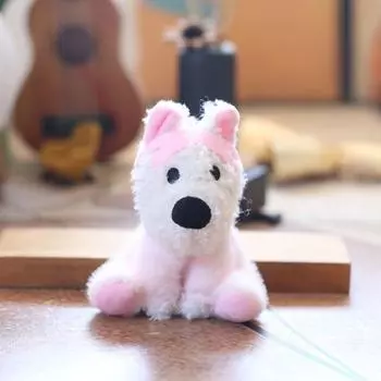 Highland West Cuter Puppy Plush Keychain Backpack Pendant For Kids Pp Cotton Pink