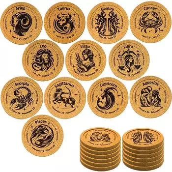 HikariAtari созвездие стильное круглое созвездие удачи 12 идеально подходит как прозрачный футляр с подставкой на молнии, иллюстрация, пробка, форма, рассказывающая,