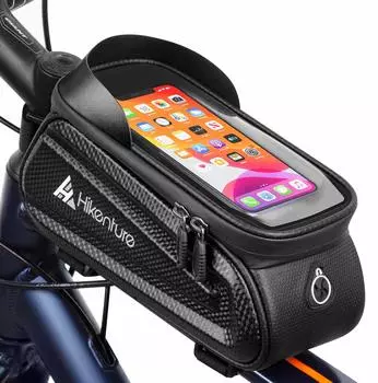 Hikenture сумка на верхнюю трубу велосипеда рама TPU велосипед большой смартфон совместимый с дюймовым высокочувствительным сенсорным отверстием для наушников дождевой чехол для сезона дождей чёрный