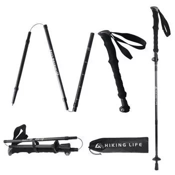 HIKING LIFE Carbon Ultralight Trekking Pole Foldable Lightweight 1 Pole Compact Length Adjustable Extendable Walking Stick Pole Unisex Trekking