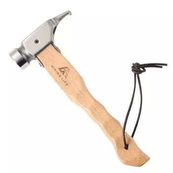HIKING LIFE Peg Hammer Stainless Steel Head Peg Hammer Camping Outdoor Equipment Naguri Processing Naguri Peg Hammer Keyaki Keyaki Tent Solo Peg