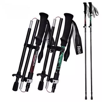 Hiking Poles Carbon Fibre Aluminium Alloy Ultra-light Telescopic Folding Portable Men s and Women s Trekking Poles зелёный