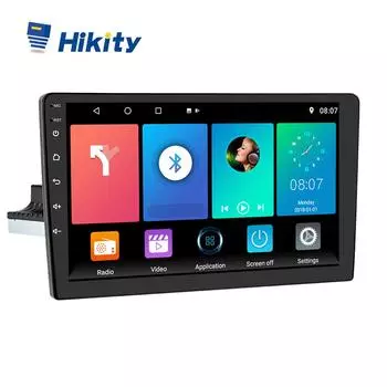 Hikity 10,1 дюйма 1 Din Android 9,1 Автомобильный радиоприемник Авторадио GPS-навигация WIFI Автомобильный видеорегистратор Bluetooth FM Автомобильный MP5-плеер Автомобильное видео Стерео USB Мультимедиа