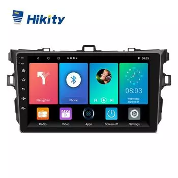 Hikity 1 + 16G/2 + 32G 2 Din 9 дюймов Android 11 Автомобильная стереосистема для Toyota Corolla 2006-2012 Carplay/Android Auto GPS WIFI Mirror Link BT FM AHD вид сзади 1+16G with 4led camera