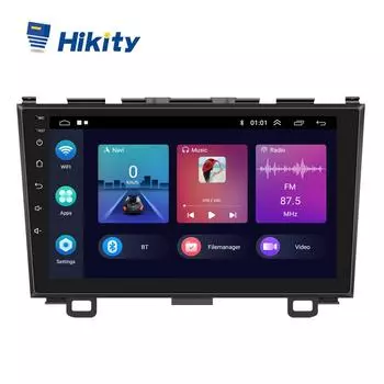 Hikity 1 + 16G Android 11 2 Din 9-дюймовый автомобильный радиоприемник для Honda CRV 2007-2011 Carplay Android Auto GPS WIFI Bluetooth FM RDS эквалайзер заднего вида without camera