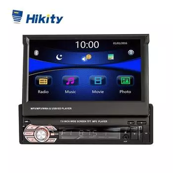 Hikity 1 din 7 Авто Телескопический Автомобильный Радио Авторадио Автомобильный плеер Поддержка GPS BT Громкая связь FM USB SD Камера заднего вида DVR Управление на рулевом колесе