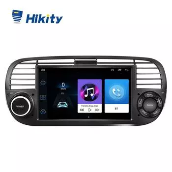 Hikity 2 Din 7 дюймов Android 10.0 HD Автомобильное радио Авторадио для Fiat 500 2007-2015 Поддержка GPS-навигации WIFI Зеркальная связь Рулевое колесо Bluetooth FM Black