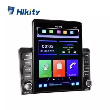Hikity 2 Din 9,5-дюймовый вертикальный экран Авторадио Carplay FM Bluetooth-плеер HD 2 Din Радио с AHD-камерой заднего вида Автомобильное радио USB