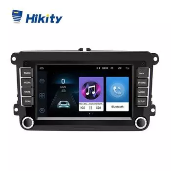 Hikity 7 Авторадио для VW Android 8.1 2 Din Auto-Hifi Автомобильный плеер Автомобильный радиоприемник Поддержка WIFI GPS-навигация Зеркало заднего вида DVR Bluetooth-плеер FM чёрный