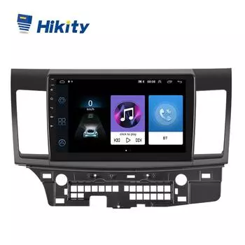 Hikity Android 10,1 Double Din 10,1-дюймовый автомобильный радиоплеер для Mitsubishi Lancer 2007-2013 Поддержка Wi-Fi GPS-навигация Bluetooth FM-плеер Зеркальная связь Without Rear Camera