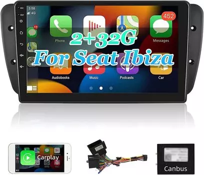 Hikity Android 11 Автомобильный радиоприемник 9 дюймов Авторадио для Seat Ibiza 2009-2013 GPS-навигация Carplay Автомобильный видеорегистратор WIFI FM Bluetooth-плеер DSP Двойной экран A7217A3018