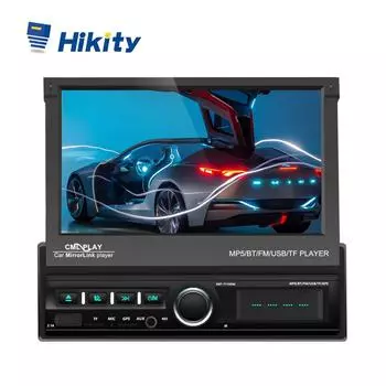 Hikity Универсальный 1 Din 7-дюймовый сенсорный экран Автомобильный радиоплеер со встроенной GPS-навигацией Автомобильный MP5-плеер Зеркальная связь Bluetooth FM USB AUX Музыкальное видео