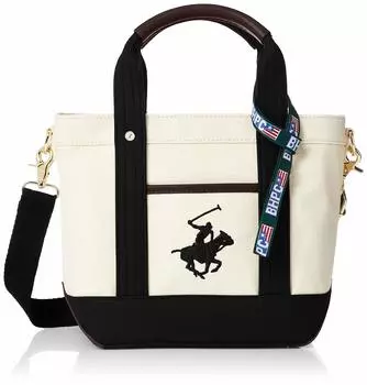 Hills Polo Canvas tote bag shoulder BH1006N Ivory x Black [Beverly Club] (with strap)