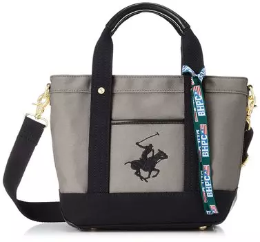 Сумка-тоут Hills Polo Canvas через плечо BH1006N Серый x Черный [Beverly Club] (с ремешком) Женский