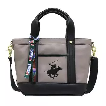 Hills Polo PU Tote Bag with Shoulder Strap 2way BH2006N [Beverly Club] Women s GR/BK/BK (Gray/Black/Black)