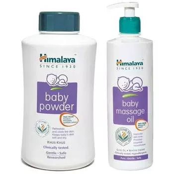 Himalaya Детская присыпка, упаковка 700 г и массажное масло (500мл) Combo