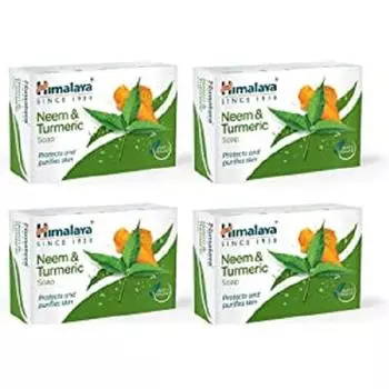 Himalaya Herbals Мыло для купания с нимом и куркумой 125 г, упаковка из 4 шт. зелёный