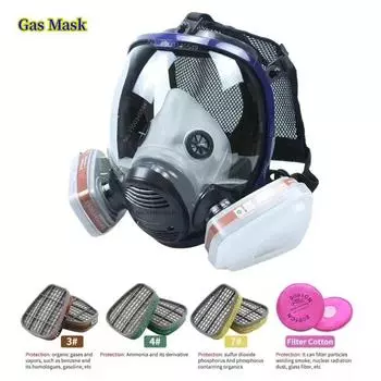 Химическая противогазовая маска 6800, противопылевой респиратор, противотуманная полнолицевая маска, фильтр для промышленного кислотного газа, сварочного аэрозольного краскопульта, инсектицида