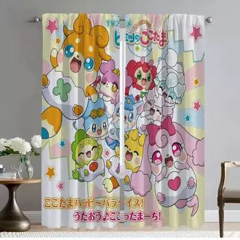 Himitsu No Cocotama Elegant Room Curtains 2 Pieces Living Room Curtain Tulle for Bedroom Home Interior Curtains Partition Shades W50xH70cmx2pcs-CL